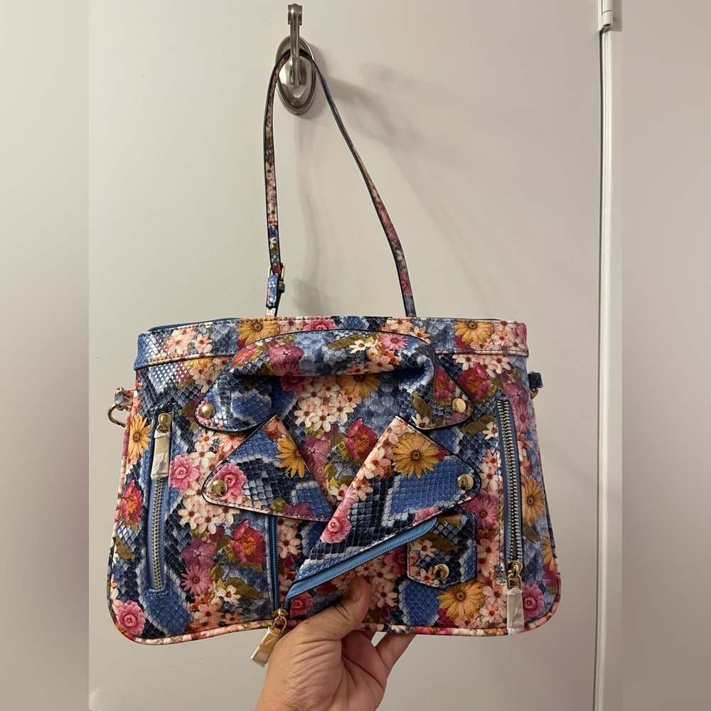 Le Miel Vegan Floral Zipper Clutch/Crossbody Purse NWOT